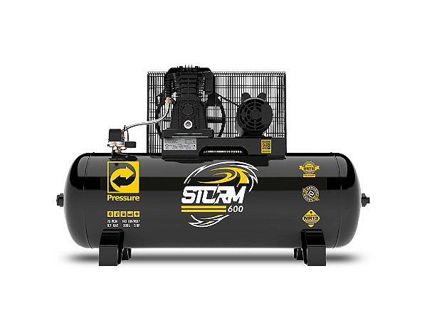 COMPRESSOR PRESSURE STORM 20/200 LITROS - 175 PSI - TRIFÁSICO 220V/380V