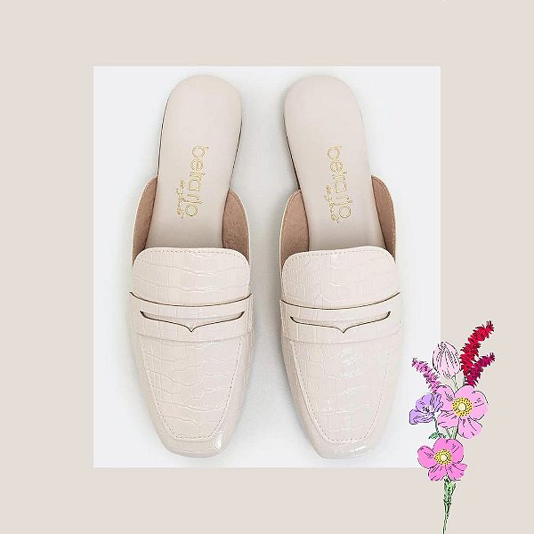 SAPATILHA MULE CROCO BRANCO TAM 36