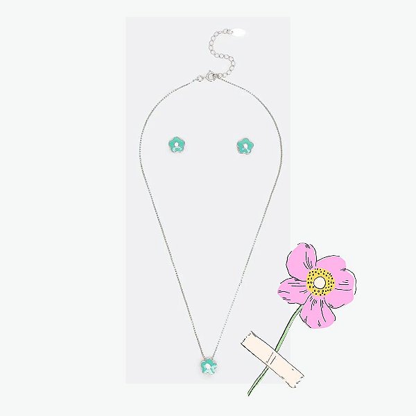 CONJUNTO COLAR E BRINCO FLOR