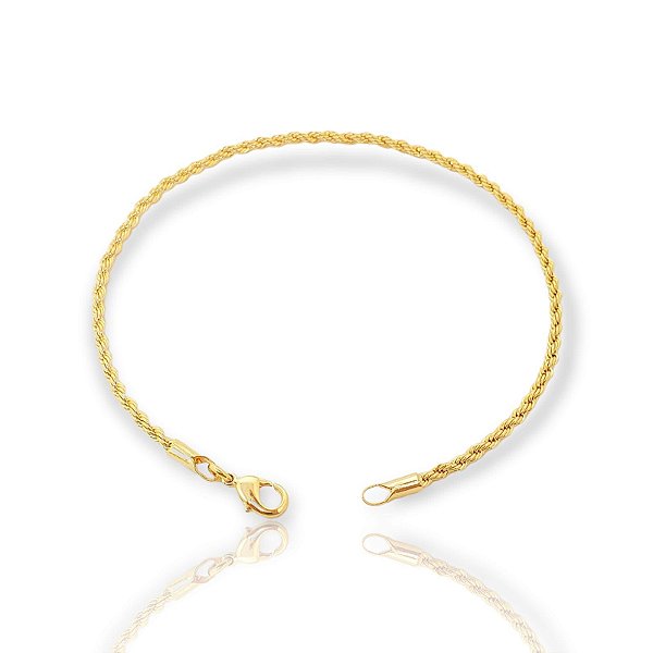 Pulseira Cordão Baiano 2mm Fecho Tradicional Banhada A Ouro 18k PUL022