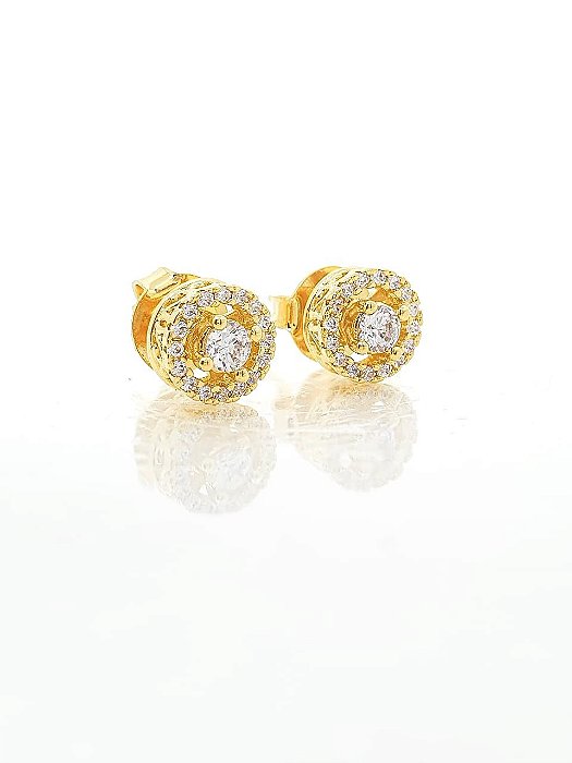 Brinco Masculino Par Redondo Coroa 1 (7,5mm) Banhado A Ouro 18k BRI104