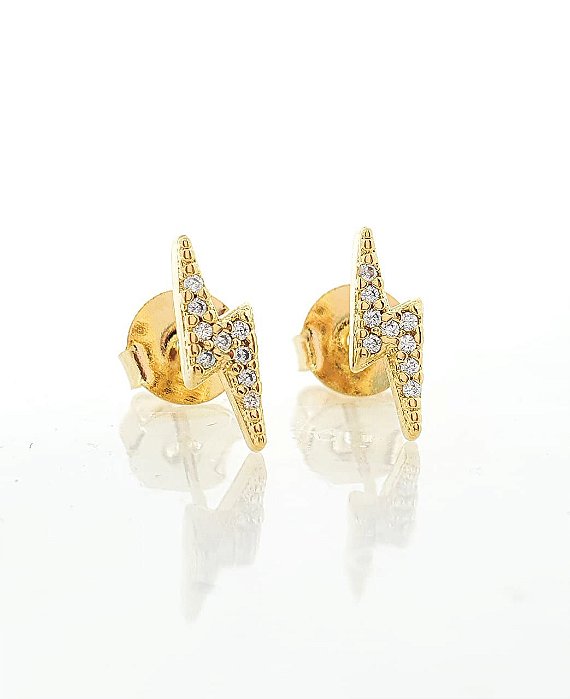 Brinco Masculino Par Raio Banhado A Ouro 18k BRI014
