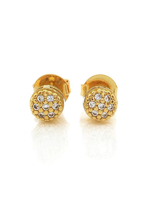 Brinco Masculino Par Chapado P (6,5mm) Banhado A Ouro 18k BRI096