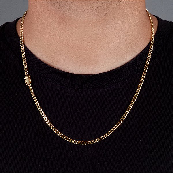 Corrente Grumet 60cm 4mm Fecho Gaveta Banhada A Ouro 18k COR039