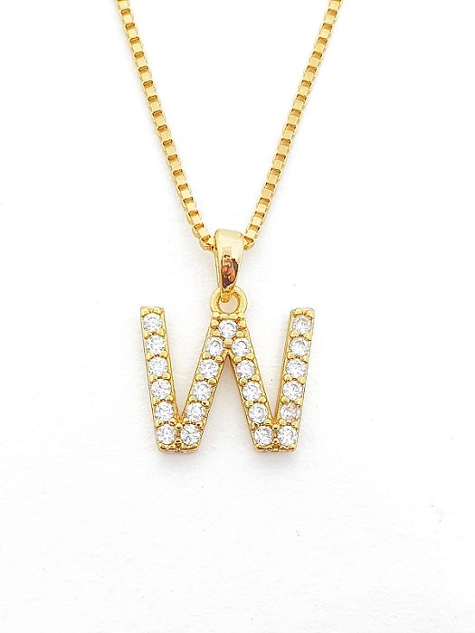 Pingente Cravejado Letra W (10X9CM) Banhado A Ouro 18k PIN046