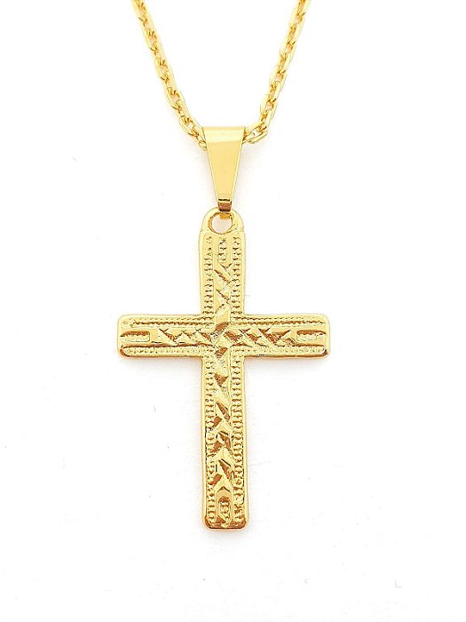 Pingente Cruz Detalhe Tribal (19,8X29,8) Banhado A Ouro 18k PIN033