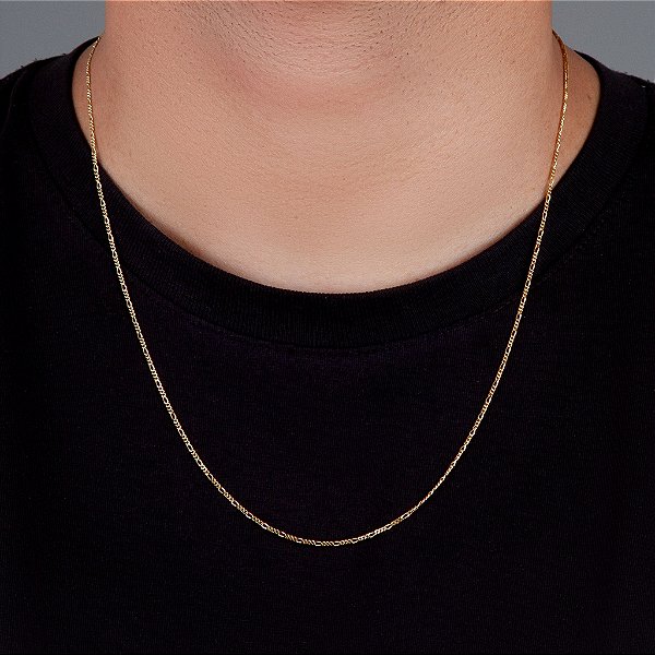 Corrente 3 por 1 - 60cm 1,4mm Fecho Tradicional Banhada A Ouro 18k COR020