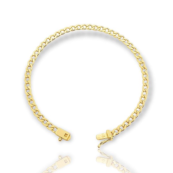 Pulseira Grumet 4mm Fecho Gaveta Banhada A Ouro 18k PUL043