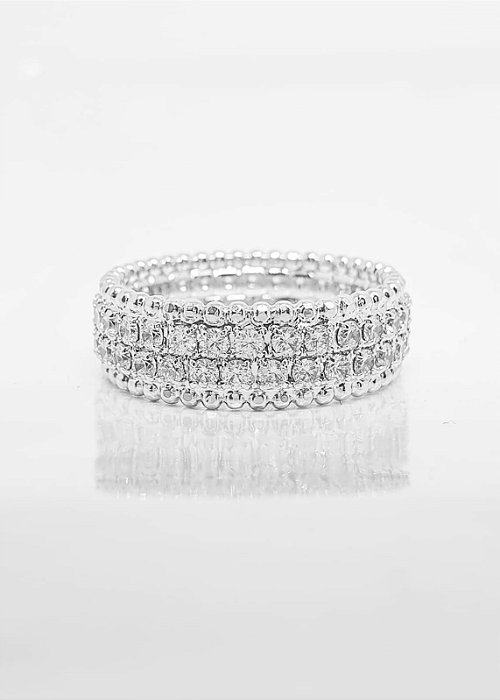 Anel Cravejado Dupla Fileira Banhado A Ouro Branco ANL007