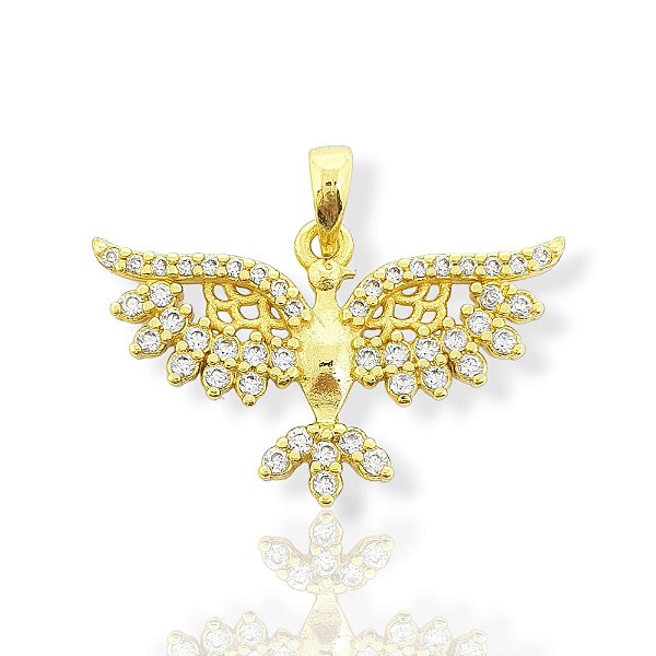 Pingente Passaro Cravejado (24,3X15,2mm) Banhado A Ouro 18k PIN112