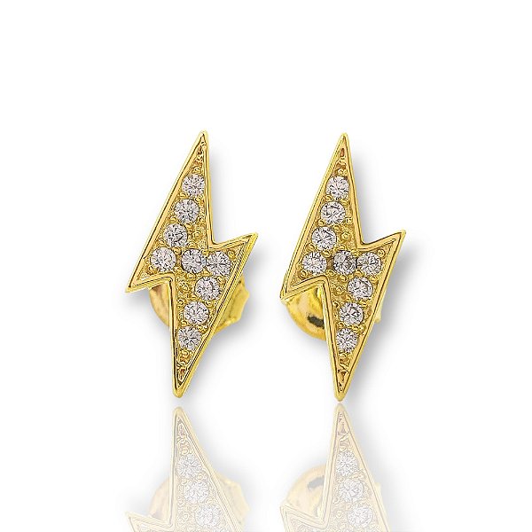 Brinco Masculino Par Raio 2 Banhado A Ouro 18k BRI163