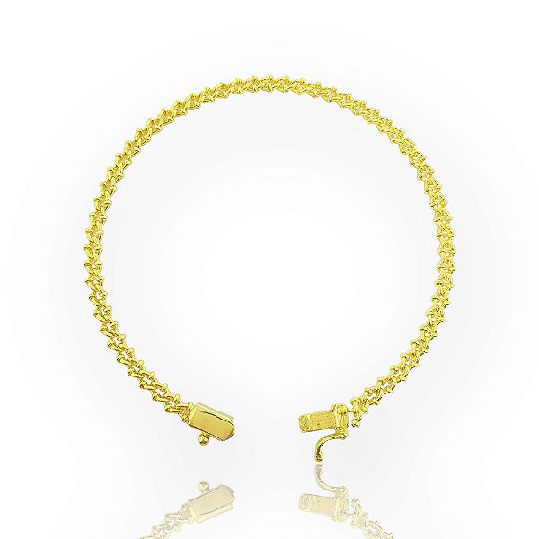 Pulseira Grumet Especial 4mm Fecho Gaveta Banhada A Ouro 18k PUL051