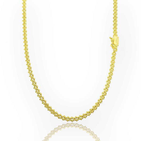 Corrente Grumet Especial 60cm 4mm Fecho Gaveta Banhada A Ouro 18k COR054