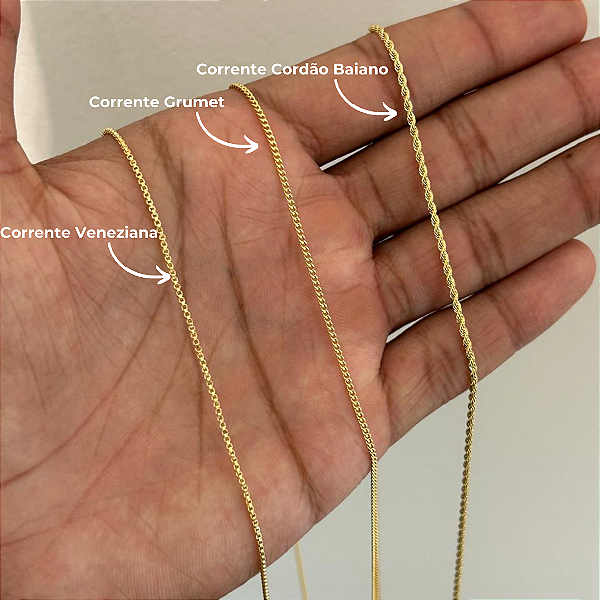 Corrente 50cm + Pingente Medalha Redonda Personalizada (25mm) Banhada A Ouro 18k