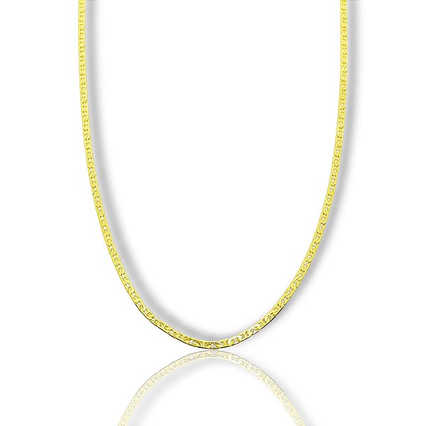 Corrente Piastrini 50cm 2,5mm Fecho Tradicional Banhada a Ouro 18k COR058