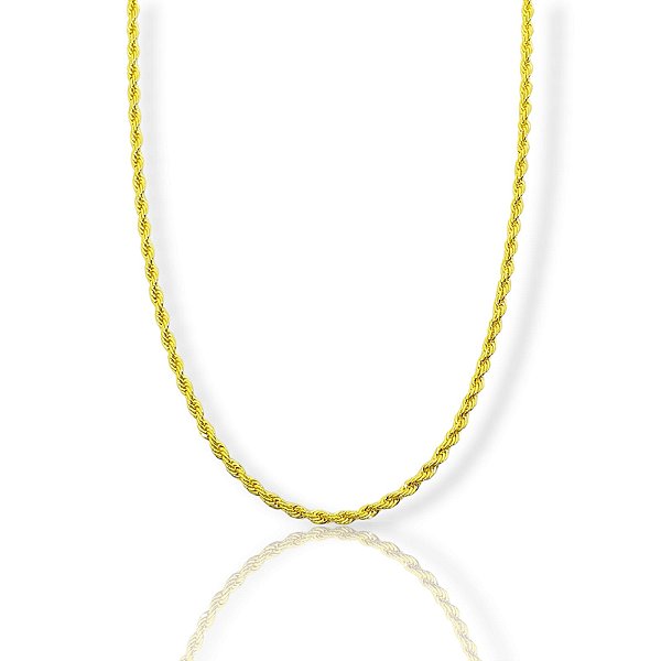 Corrente Cordão Baiano 50cm 3mm Fecho Tradicional Banhada a Ouro 18k COR061