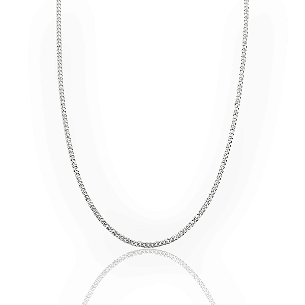 Corrente Grumet 50cm 2mm Fecho Tradicional Banhada a Ouro Branco COR065