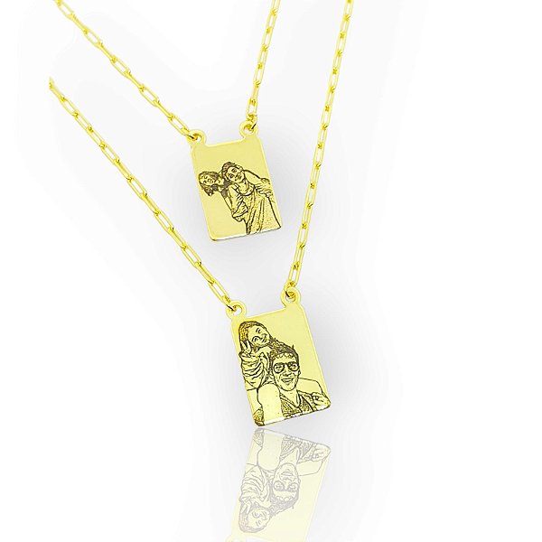 Escapulário Personalizado Corrente Elo Alongado (12x17mm) Banhada a Ouro 18k