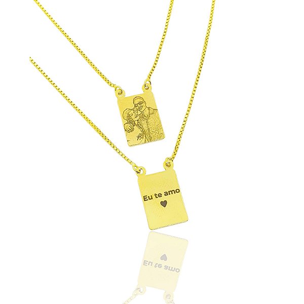 Escapúlario Personalizado Corrente Veneziana (12x17mm) Banhada a Ouro 18k
