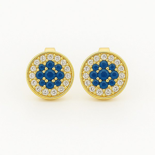 Brinco Fílip Blue (7,5mm) Banhado A Ouro 18K BRI188