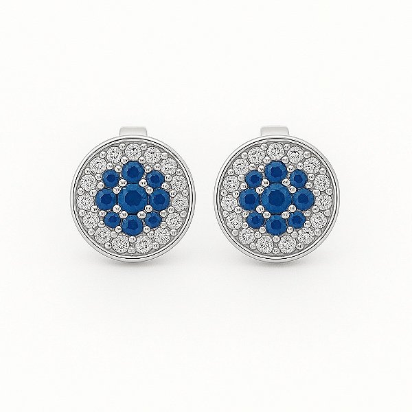 Brinco Fílip Blue (7,5mm) Banhado A Ouro Branco BRI191