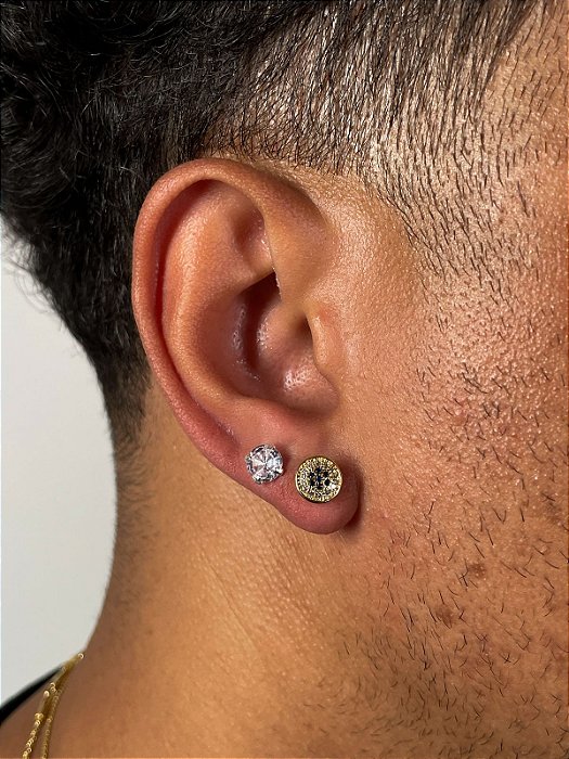 Kit Brinco Fílip Blue Banhado A Ouro 18K + Par De Brinco Pedra Zircônia (8mm) Prata 925 BRI188-BRIP001