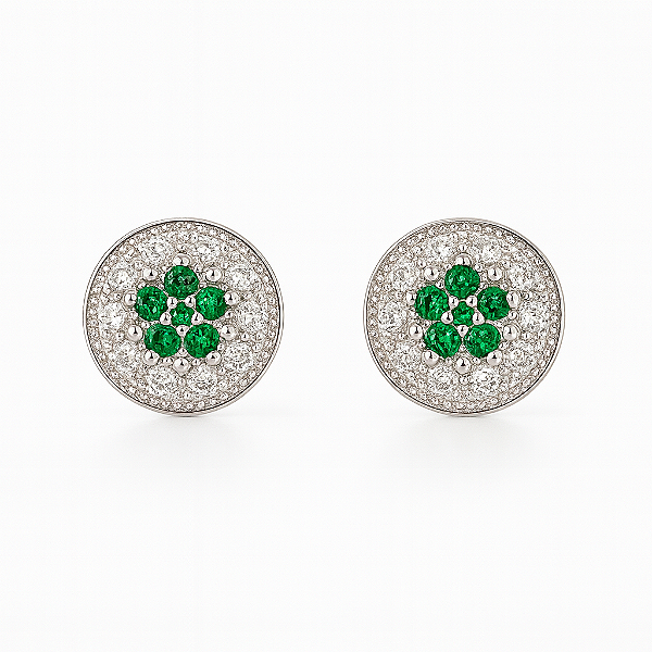 Brinco Fílip Green (7,5mm) Banhado A Ouro Branco BRI196