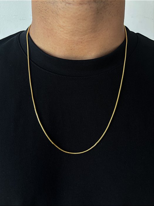 Corrente Rabo de Rato 70cm 2mm Fecho Tradicional Banhada A Ouro 18k COR087