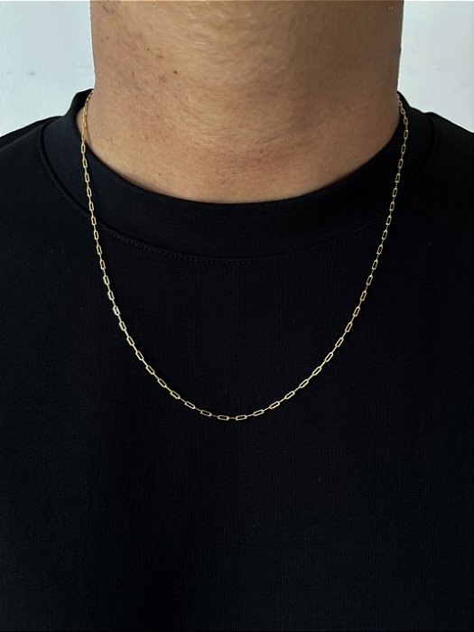 Corrente Elo Alongado 60cm 2mm Fecho Tradicional Banhada A Ouro 18k COR083