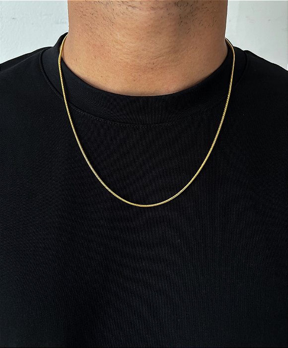 Corrente Rabo de Rato 60cm 2mm Fecho Tradicional Banhada A Ouro 18k COR077