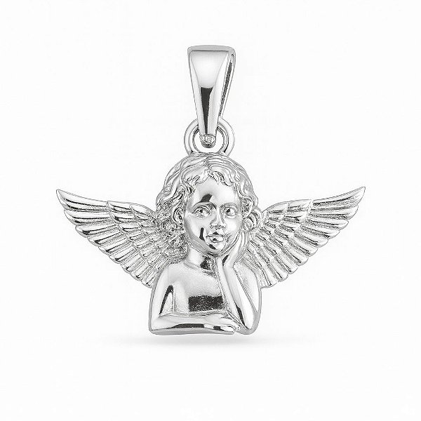 Pingente Anjo (24x17mm) Banhado A Ouro Branco PIN140