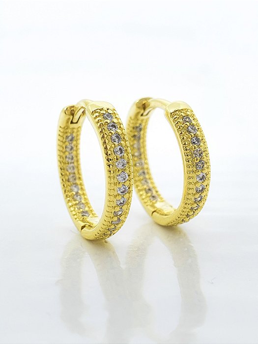 Brinco Argola Cravejada Interna Banhado a Ouro 18k BRI201