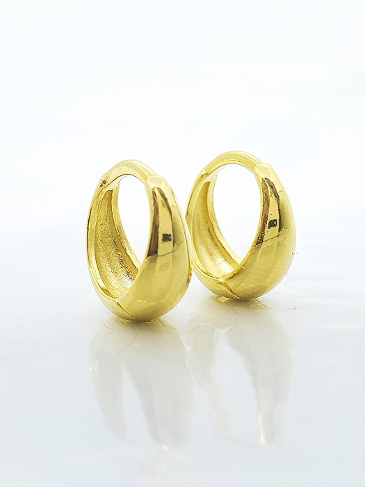Brinco Argola Abaulada M Banhado a Ouro 18k BRI203