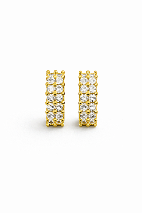 Brinco Fílip Argola Cravejada 12 pedras (5x13mm) Banhado A Ouro 18k BRI214