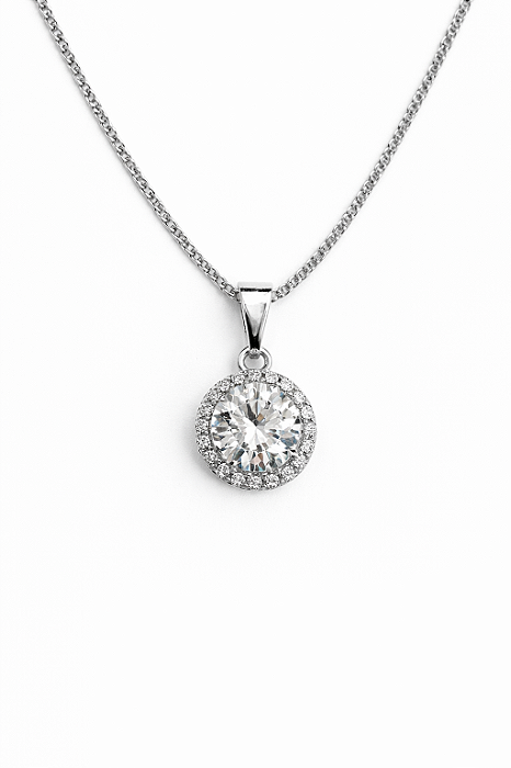 Corrente Veneziana 50cm 1mm + Pingente Imperial 1 (11mm) Banhado A Ouro Branco COR002-PIN150