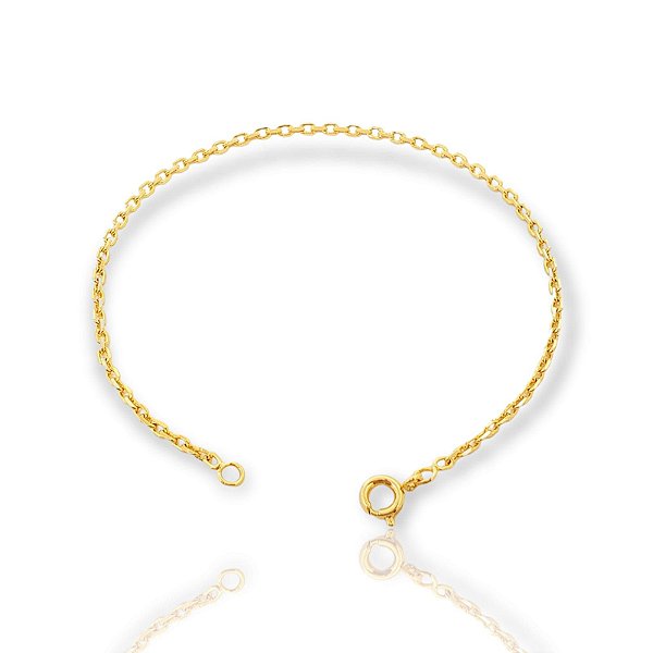Pulseira Elo Cadeado 2mm Fecho Tradicional Banhada A Ouro 18K PUL011