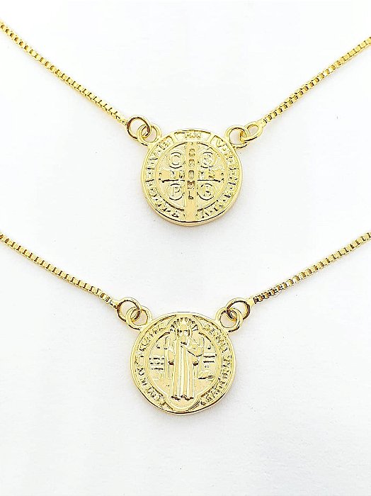 Escapúlario Corrente Veneziana São Bento Redondo 70cm Medalha 12mm Banhado a Ouro 18k ESC008