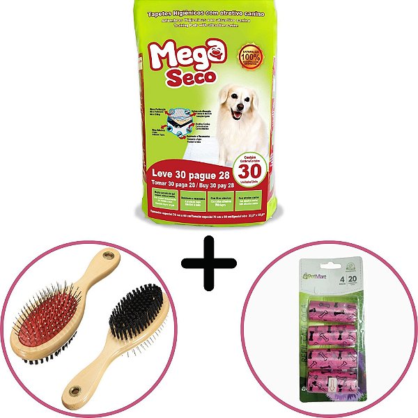 Kit Pet - Escova & Tapete & Refil Cata Caca ( Vermelho )