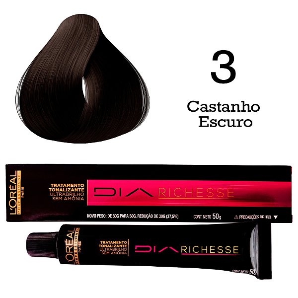 Tonalizante 3 - Castanho Escuro Dia Richesse L'oréal 80g