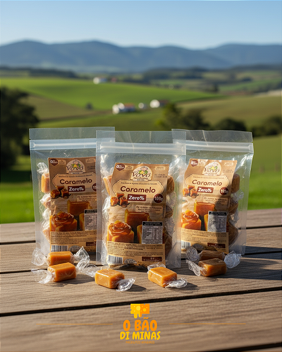 Bala de Caramelo Zero Açúcar 100g - 3 Pacotes