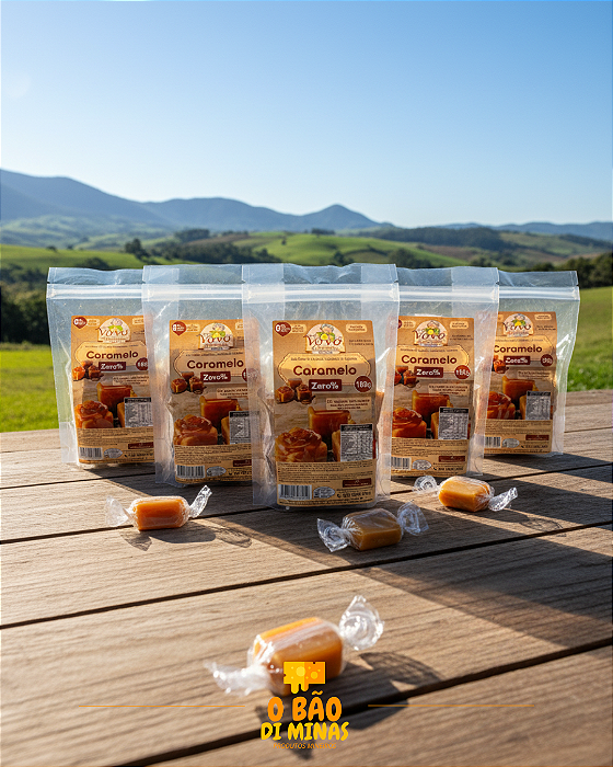 Bala de Caramelo Zero Açúcar 100g - 5 Pacotes