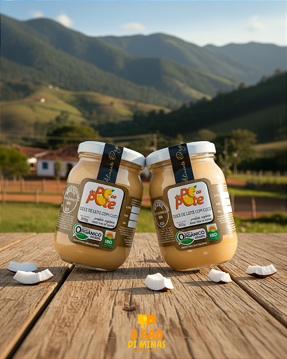 Doce de Leite com Coco Orgânico - 2 Potes de 300g - Do pé ao Pote