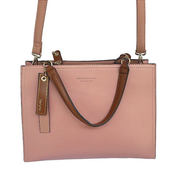 Bolsa Grande Quadrada Veryrio VR2786 Nova Coleção Luxo - Halifax Rosa