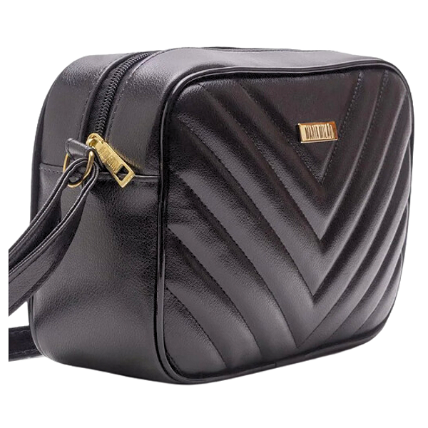 Bolsa Feminina Média Matelassê Transversal Lateral - Colombia Preto