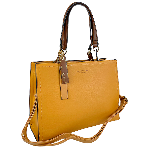 Bolsa Grande Quadrada Veryrio VR2786 Nova Coleção Luxo - Halifax Amarela