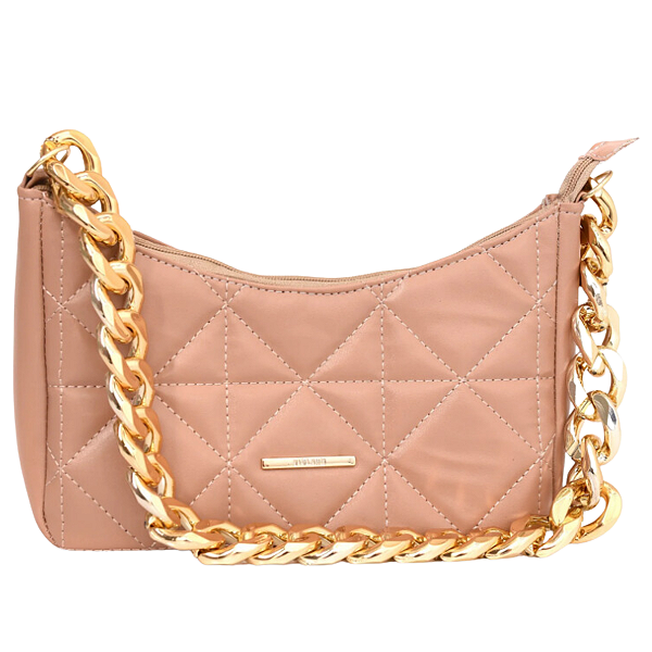 Bolsa Meia Lua Alça Corrente Grossa de Ombro - Turquia Bege