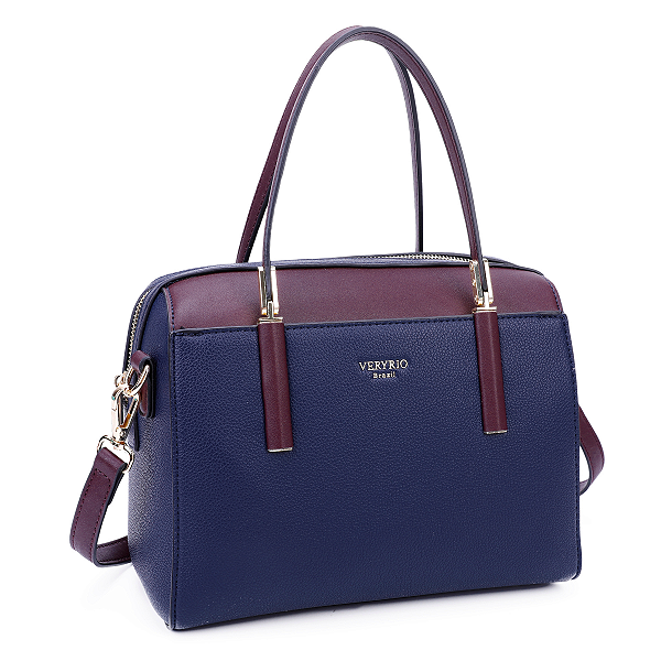 Bolsa Veryrio Tipo Baú de Luxo Transversal e de Mão – Ávila Azul Marinho