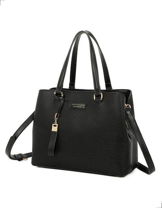 Bolsa Grande Transversal com Divisórias Veryrio VR3472 - Glenoble Preta