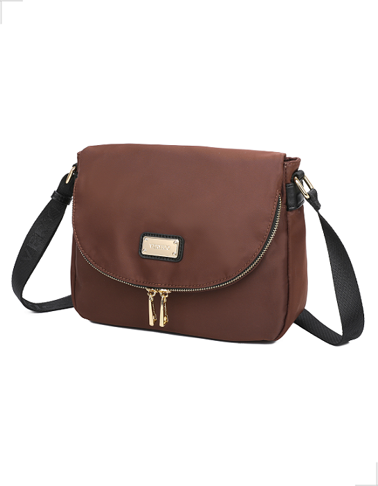 Bolsa Feminina Transversal Impermeável de Nylon Tactel Lona Veryrio VR1912 - Torino Café