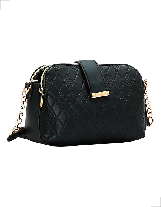 Bolsa Pequena Feminina Chenson Original Geométrico Bordado 3485262 Preta